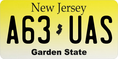 NJ license plate A63UAS