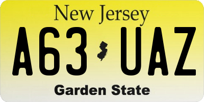 NJ license plate A63UAZ