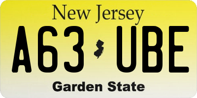 NJ license plate A63UBE