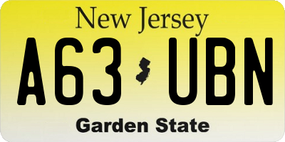 NJ license plate A63UBN