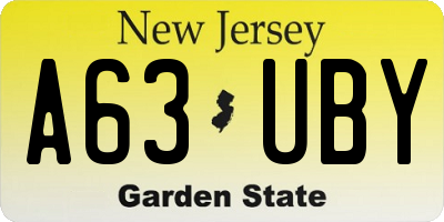 NJ license plate A63UBY