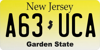 NJ license plate A63UCA