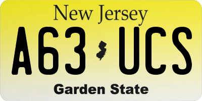NJ license plate A63UCS