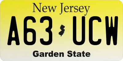 NJ license plate A63UCW