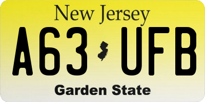 NJ license plate A63UFB