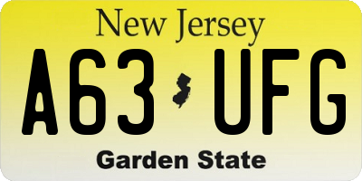 NJ license plate A63UFG