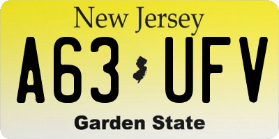 NJ license plate A63UFV