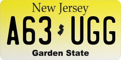 NJ license plate A63UGG
