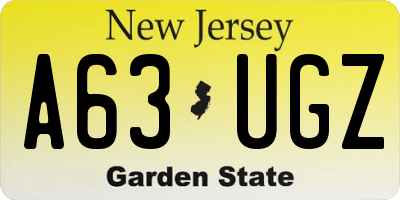 NJ license plate A63UGZ