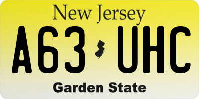 NJ license plate A63UHC