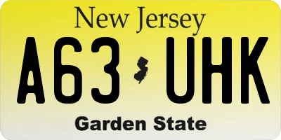 NJ license plate A63UHK