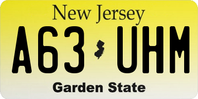 NJ license plate A63UHM