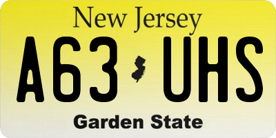 NJ license plate A63UHS