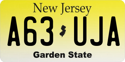NJ license plate A63UJA