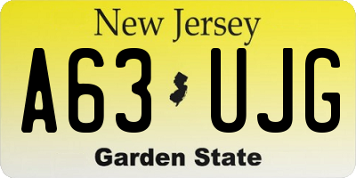 NJ license plate A63UJG