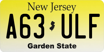 NJ license plate A63ULF