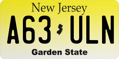 NJ license plate A63ULN