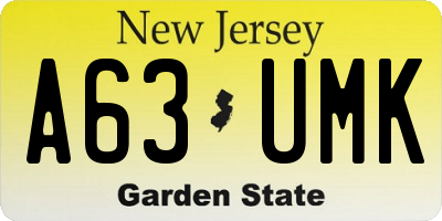NJ license plate A63UMK