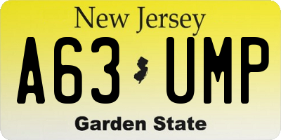 NJ license plate A63UMP