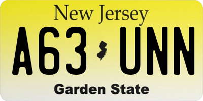 NJ license plate A63UNN