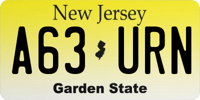 NJ license plate A63URN