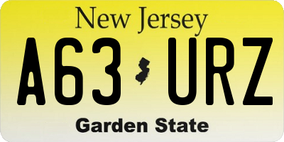 NJ license plate A63URZ