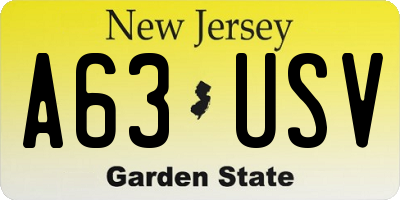 NJ license plate A63USV