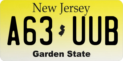NJ license plate A63UUB