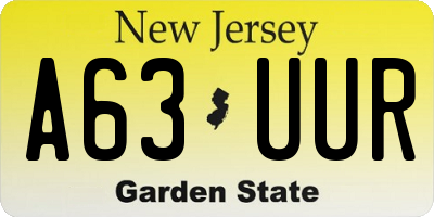 NJ license plate A63UUR