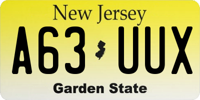 NJ license plate A63UUX