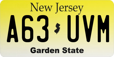 NJ license plate A63UVM