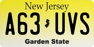 NJ license plate A63UVS