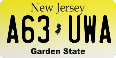 NJ license plate A63UWA