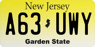 NJ license plate A63UWY