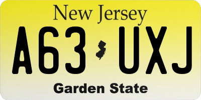 NJ license plate A63UXJ