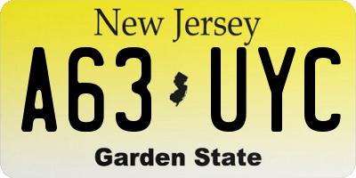 NJ license plate A63UYC