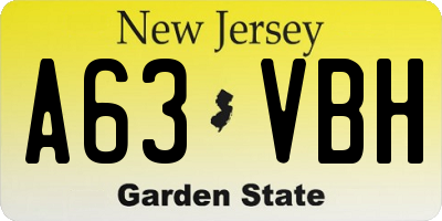 NJ license plate A63VBH