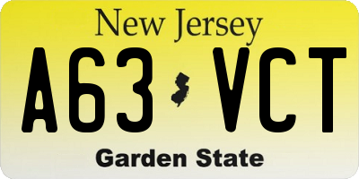 NJ license plate A63VCT