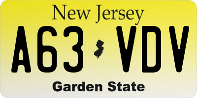 NJ license plate A63VDV