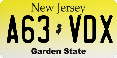 NJ license plate A63VDX