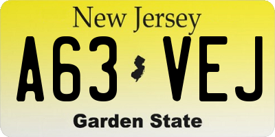 NJ license plate A63VEJ