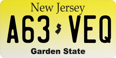 NJ license plate A63VEQ