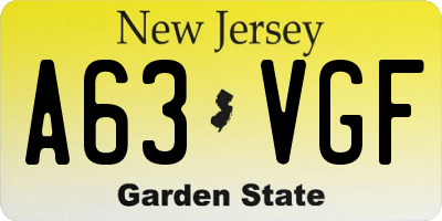 NJ license plate A63VGF