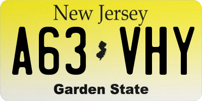 NJ license plate A63VHY