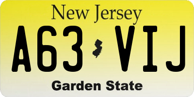 NJ license plate A63VIJ