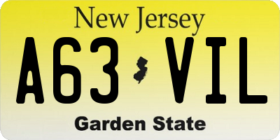 NJ license plate A63VIL