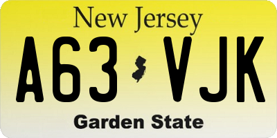 NJ license plate A63VJK