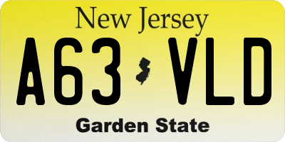 NJ license plate A63VLD