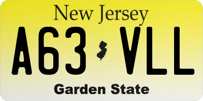 NJ license plate A63VLL