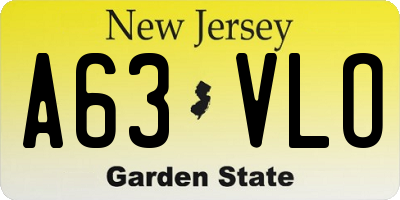 NJ license plate A63VLO